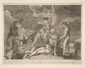 Kaptein James Lawrences død om bord på Chesapeake, 1. juni 1813 av Ralph Rawdon