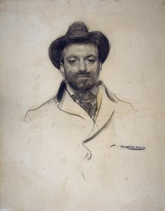 ""Portrett av den spanske maleren og fotografen Jose Maria Sert (1874-1945)"" Kulltegning av Ramon Casas (1866-1932) 1904 Privat samling