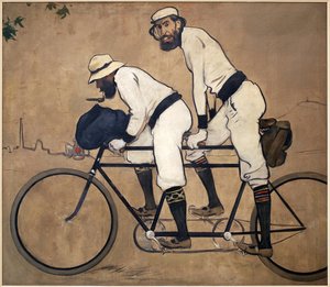 Ramon Casa og Pere Romeu på tandem. Maleri av Ramon Casas (1866-1932), Olje på lerret
