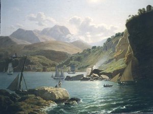 En utsikt over kysten av Vietri Sul Mare og landsbyen Raito, i Salernobukten