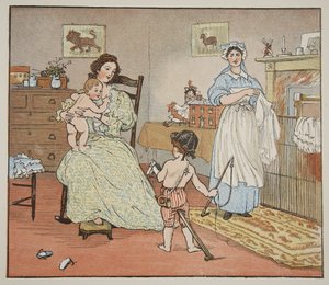 Bye, Baby Bunting, illustrasjon fra 'Hey Diddle Diddle and Bye, Baby Bunting', 1882 av Randolph Caldecott