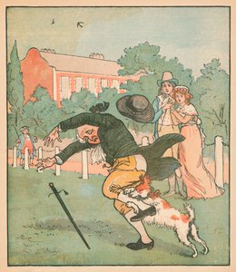 God mann fra Islington bitt av hunden, c1879. av Randolph Caldecott