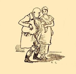 John Gilpin ankommer, hattløs og parykkløs nok en gang, 1878, c1918. av Randolph Caldecott