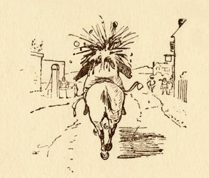 John Gilpins vinflasker eksploderer, 1878, c1918. av Randolph Caldecott