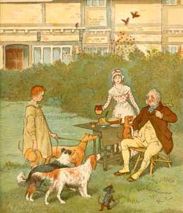 Bondegutten med sine herres hunder, c1881. av Randolph Caldecott
