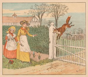 The Fox hopper over parsons gate, c1883. av Randolph Caldecott