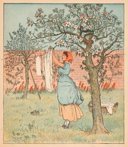 Hushjelpen var i hagen, Hanging out the Clothes, 1880. av Randolph Caldecott