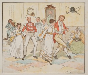 Soldaten og hans brud, fra The Hey Diddle Diddle Picture Book, pub.1882 (fargegravering) av Randolph Caldecott