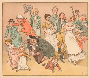 ...og de falt alle for å spille spillet "catch-as-catch-can...", c1885, 1934. av Randolph Caldecott