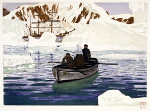 Charcot og Why Pas au Pôle-mannskapet - tegning av Dugardier, i "Les belles cruisières francaises"" av Paul Chack, Librairie de la Revue Française, Paris