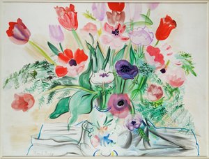 Anemoner og tulipaner (akvarell på papir) av Raoul Dufy