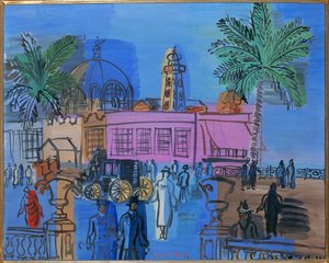 Strandpromenade i Nice (gouache på papir) av Raoul Dufy