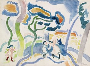 Barn som leker (akvarell på papir) av Raoul Dufy
