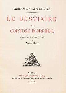 Frontispiece av «Orfeus#39; bestiarium eller prosesjon» av Guillaume Apollinaire