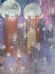 La Fee Electricite, detalj av venstre side som viser forskere av Raoul Dufy