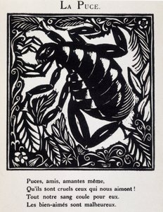 Loppen - i «Orfeus#39; bestiarium eller prosesjon» av Guillaume Apollinaire illustrert av Raoul Dufy (1877–1953), red. de la Sirene, Paris av Raoul Dufy