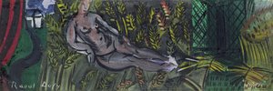 Nymfe liggende i hveten (olje på lerret) av Raoul Dufy