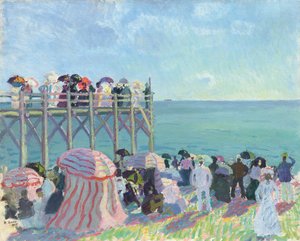 Stranden og moloen i Trouville av Raoul Dufy