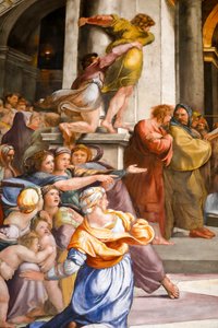 Utvisning av Heliodorus fra tempelet, detalj. 1511-1512 (fresko) av Raphael