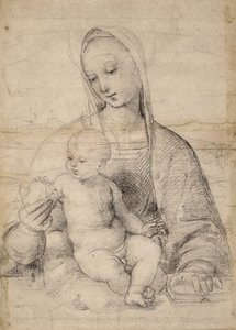 Madonna av granateple, ca. 1504 (svart-grå kritt) av Raphael