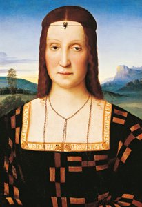 Portrett av Elisabetta Gonzaga, hertuginne av Urbino, ca. 1504 (olje på panel)
