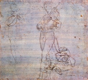 Studie for figur med musikkinstrument av Raphael