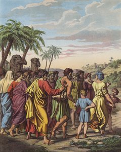Israelittene kom tilbake fra fangenskapet i Babylon (farge litho)