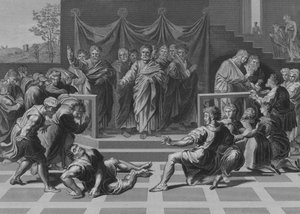 Ananias død (gravering) av after Raphael