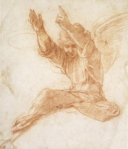 En engel (rødt kritt på off-white papir) av Raphael
