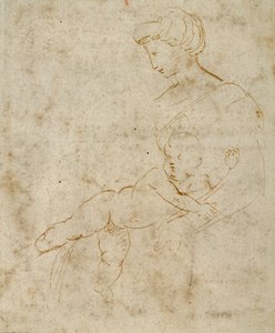 Madonna and Child, ca. 1505 (penn og brunt blekk på papir) av Raphael