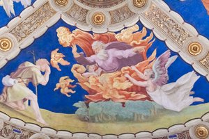 Moses foran den brennende busken, taket i strofen di Eliodoro, rommet til Heliodorus