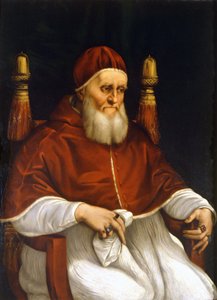 Portrett av pave Julius II (1503-1513). Maleri av Raphael (Raffaello Sanzio). Firenze, Uffizi-museet. av Raphael