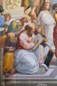 Skolen i Athen, detalj av Pythagoras og hans elever, Stanza della Segnatura
