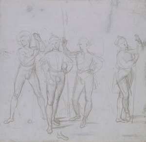 Gruppe på fire stående soldater, c1503. av Raphael