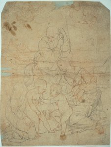 Hellig familie med Saint Elizabeth og spedbarnet døperen Johannes av Raphael
