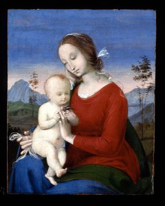 Madonna med barn og en fugl av Raphael