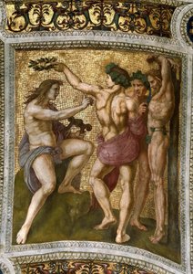Marsyas og Apollo. Takfresco i Stanza della Segnatura, ca 1510-1511. av Raphael