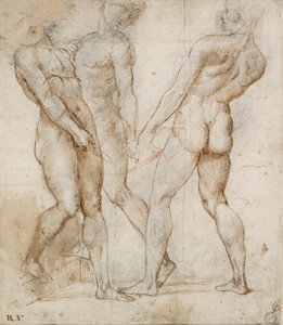 Tre nakenbærere Study for the Entombment, tidlig på 1500-tallet av Raphael