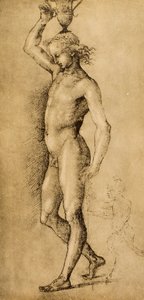 Bacchus kjent som Idolino, tegning av Raphael. Cabinet of Drawings and Prints, Uffizi Gallery, Firenze av Raffaello Sanzio Raphael