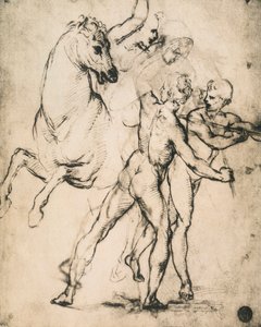 Mannlige nakenbilder med en hest; tegning av Raphael. Gallerie dellAccademia, Venezia av Raffaello Sanzio Raphael