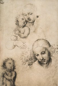 Study for a Madonna and Child, tegning av Raffaello Sanzio. Cabinet of Drawings and Prints, Uffizi Gallery, Firenze av Raffaello Sanzio Raphael