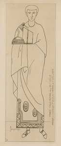 Prins italiensk-romersk. Slutten av det 8. århundre. Mosaikk i basilikaen St. Cecilia, på kirkegården til St. Sixtus i Roma. av Raphael Jacquemin