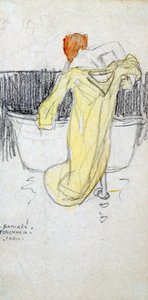Rødhodet kvinne ... på badet, ca 1900-1917