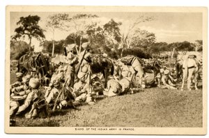 Sikher fra den indiske hæren i Frankrike, 1914-15 (sepia-bilde) av Raphael Tuck and Sons