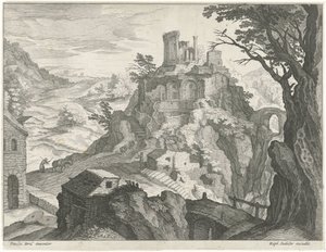 Landskap med Vesta-tempelet i Tivoli av Raphaël Sadeler (I) (attributed to)