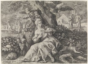 frykt Fire negative menneskelige egenskaper (serietittel) av Raphaël Sadeler (I)