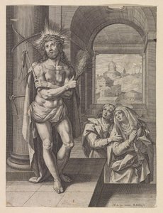 Kristi flagellasjon med Johannes og Maria av Raphaël Sadeler (I)
