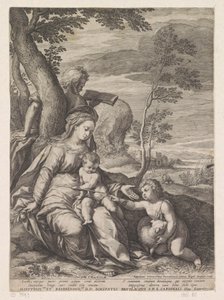 Hellig familie ved et tre med døperen Johannes som barn