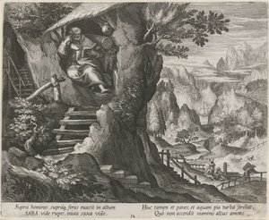 Saint Sabas som eremitt Eremitter (serietittel) Oraculum Anachoreticum (serietittel) av Raphaël Sadeler (I)