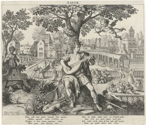 Ungdom under påvirkning av kjærlighet Amor (tittel på objekt) The Four Ages (serietittel) av Raphaël Sadeler (I)